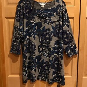 CJ Banks Blue and Gray Tunic Top